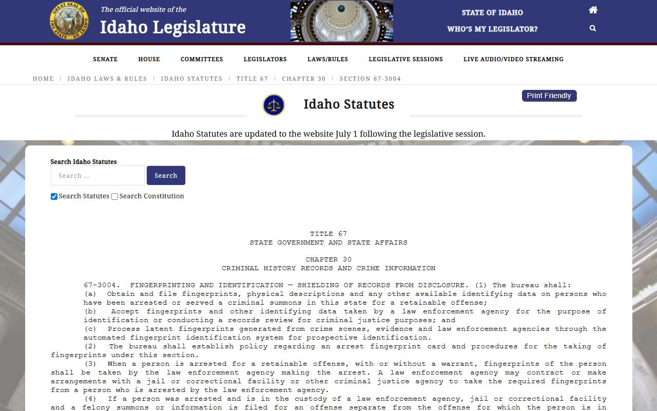 Valley County District Court Idaho Code 67-3004 non-conviction record relief source