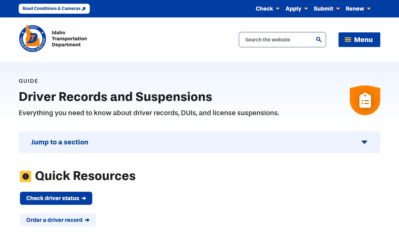 Valley County inmate records Idaho driver record source