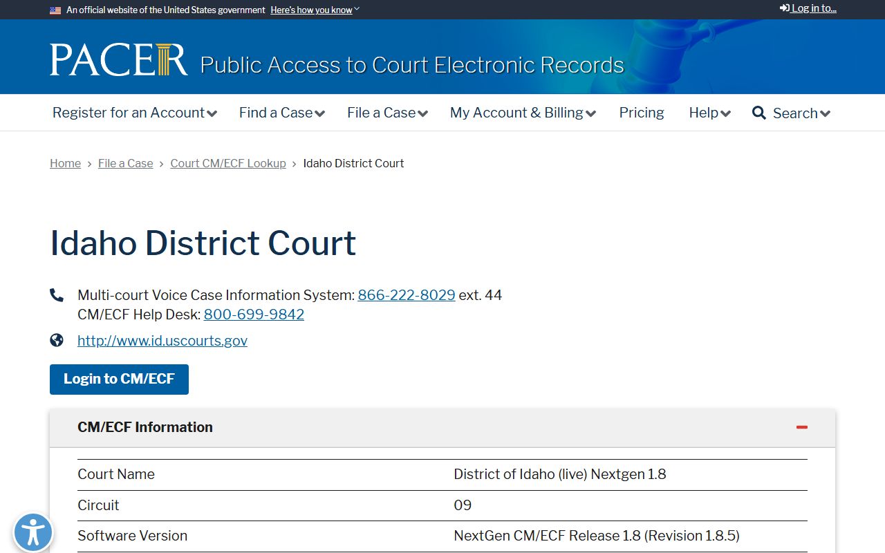 Valley County probate records distinction from PACER CM ECF Idaho lookup