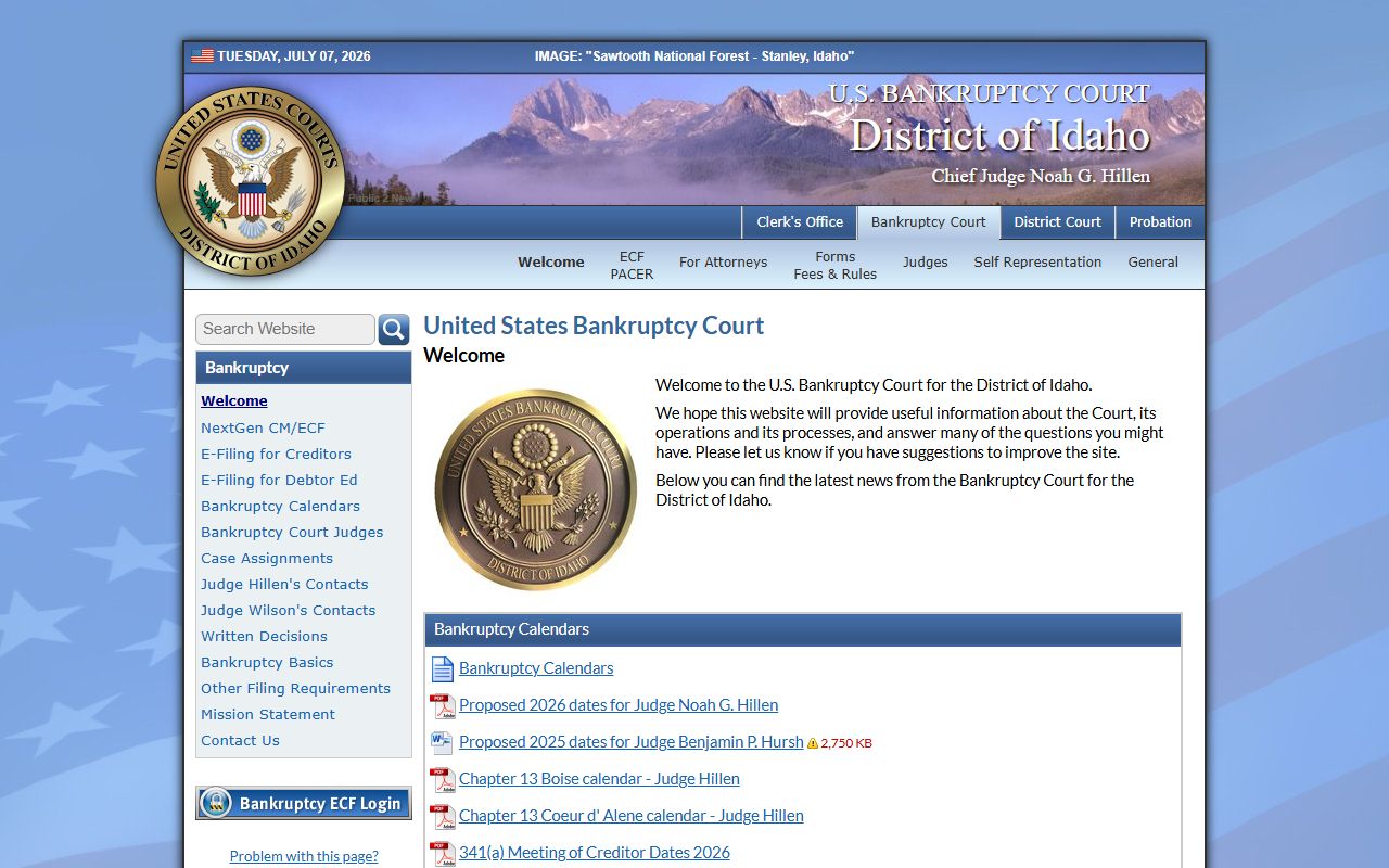Valley County probate records are separate from U.S. Bankruptcy Court for Idaho